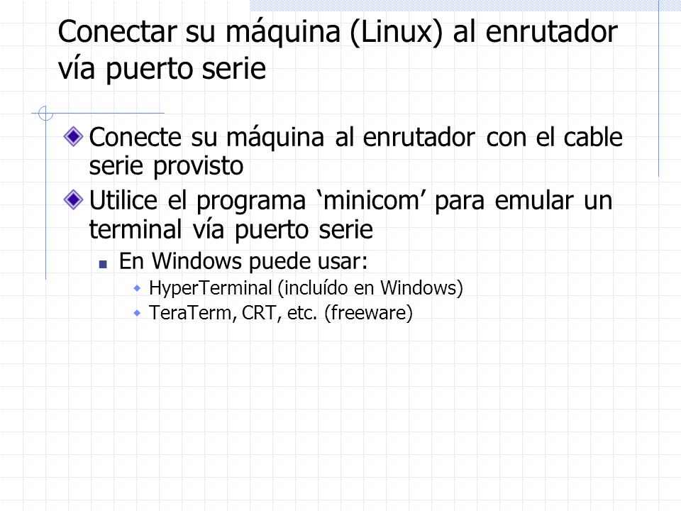 Conectar su máquina (Linux) al enrutador vía puerto serie