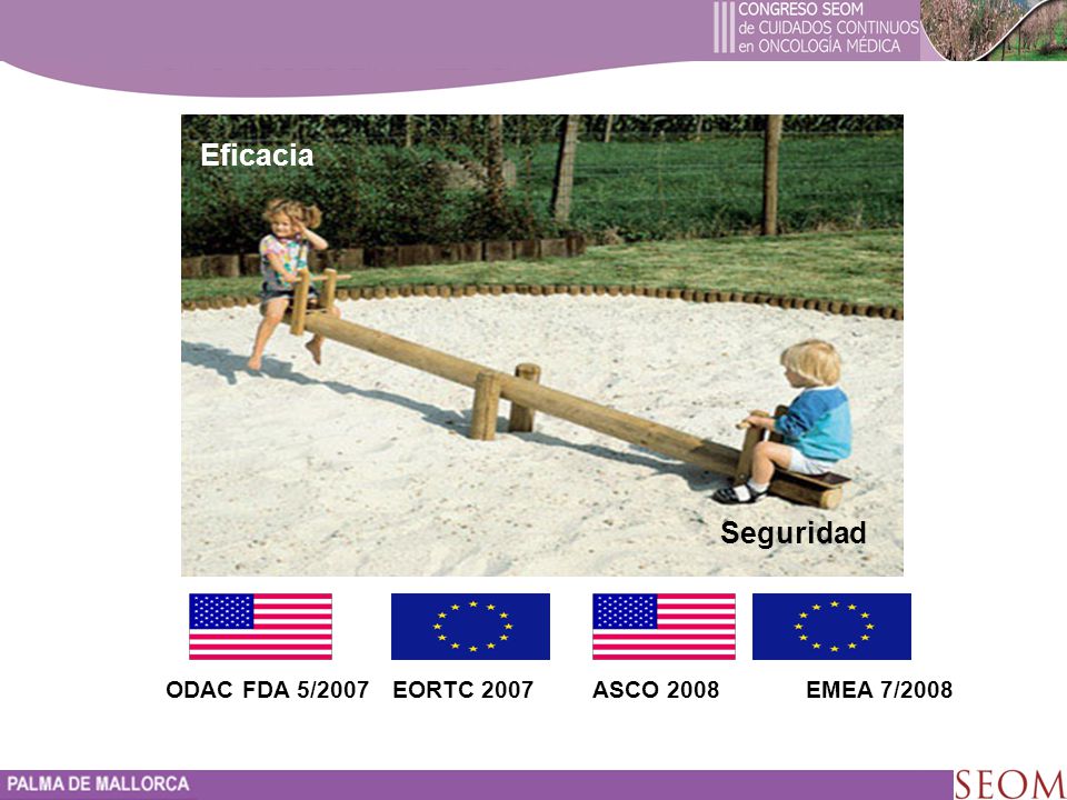 Eficacia Seguridad ODAC FDA 5/2007 EORTC 2007 ASCO 2008 EMEA 7/2008