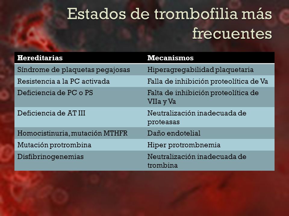 Estados de trombofilia más frecuentes