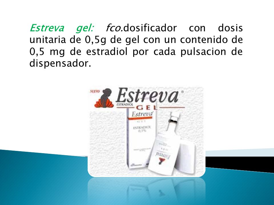 Estreva gel: fco.dosificador con dosis unitaria de 0,5g de gel con un contenido de 0,5 mg de estradiol por cada pulsacion de dispensador.