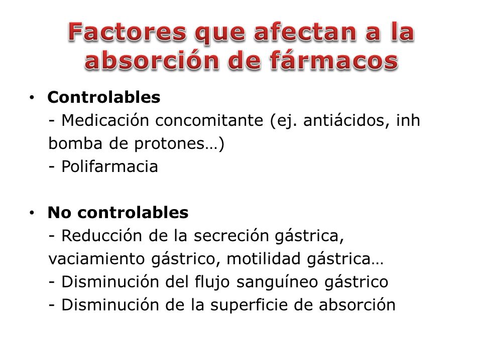 Factores que afectan a la absorción de fármacos