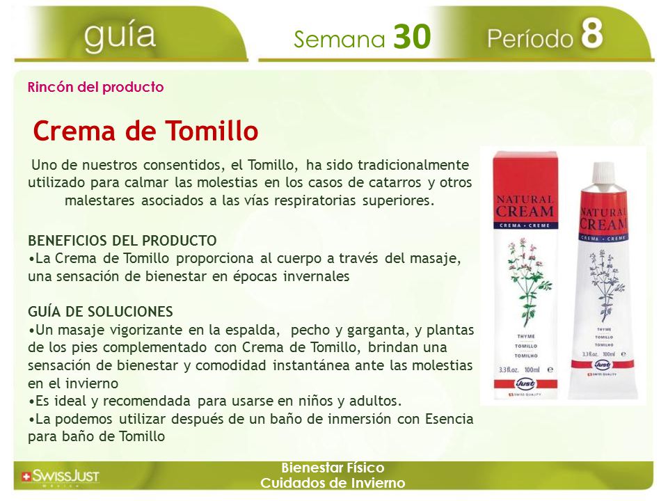 Rincón del producto Crema de Tomillo.