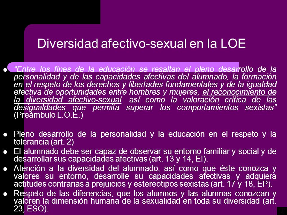 Diversidad afectivo-sexual en la LOE