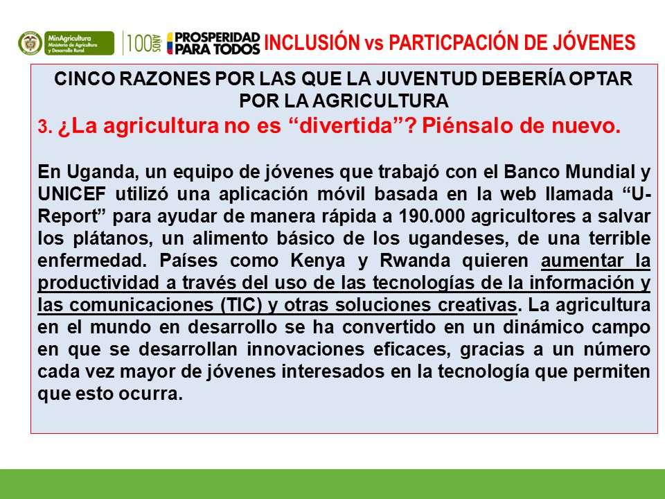 CINCO RAZONES POR LAS QUE LA JUVENTUD DEBERÍA OPTAR POR LA AGRICULTURA