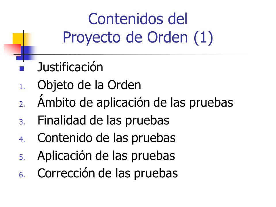Contenidos del Proyecto de Orden (1)