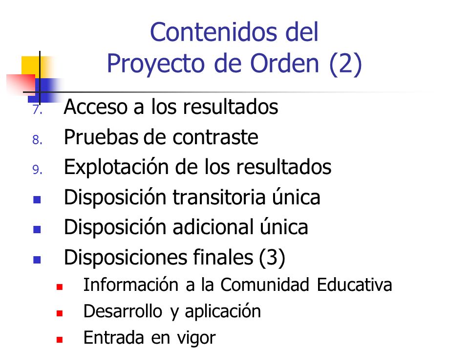 Contenidos del Proyecto de Orden (2)