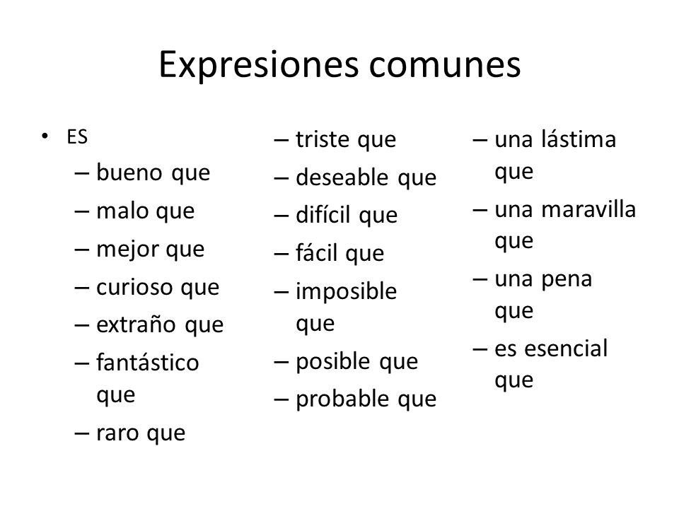 Expresiones comunes triste que una lástima que bueno que deseable que