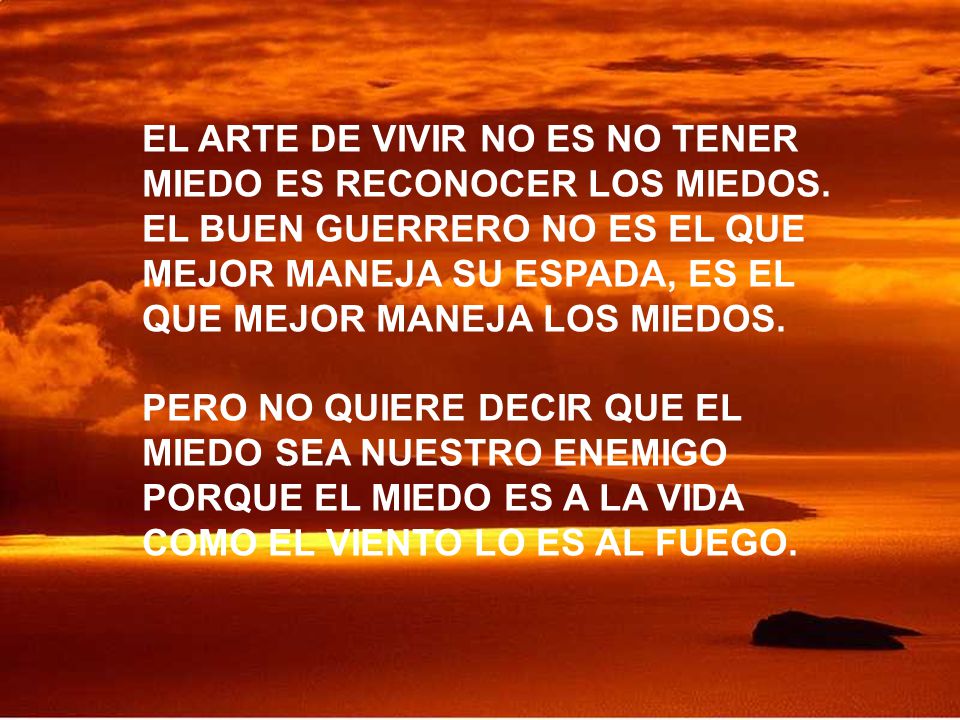 EL ARTE DE VIVIR NO ES NO TENER MIEDO ES RECONOCER LOS MIEDOS