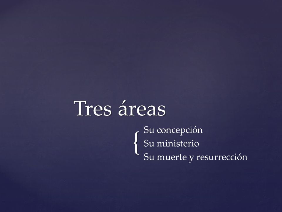 Tres áreas Su concepción Su ministerio Su muerte y resurrección