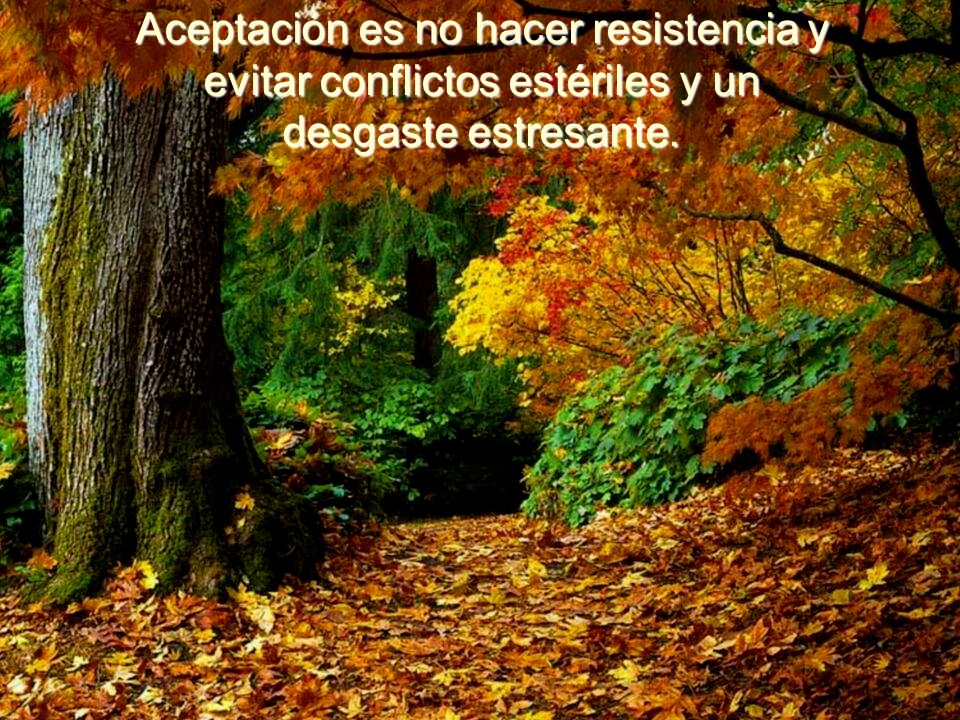Aceptación es no hacer resistencia y evitar conflictos estériles y un desgaste estresante.