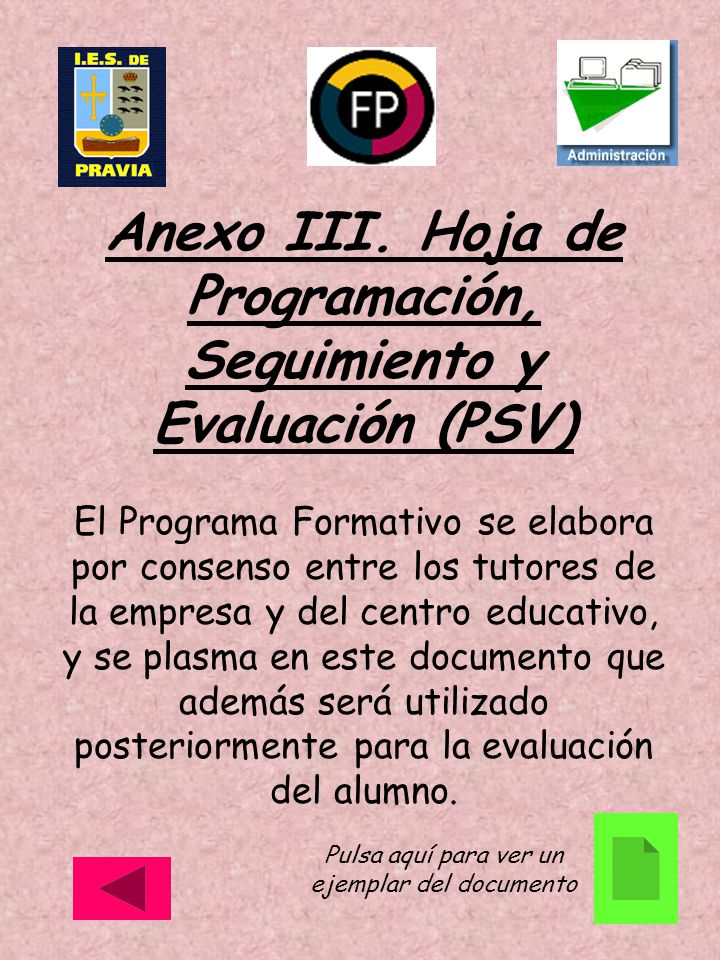 Anexo III. Hoja de Programación, Seguimiento y Evaluación (PSV)
