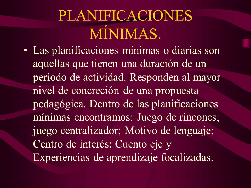 PLANIFICACIONES MÍNIMAS.