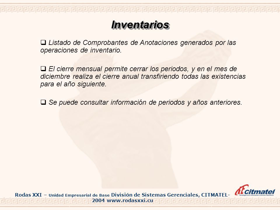 Inventarios Listado de Comprobantes de Anotaciones generados por las operaciones de inventario.