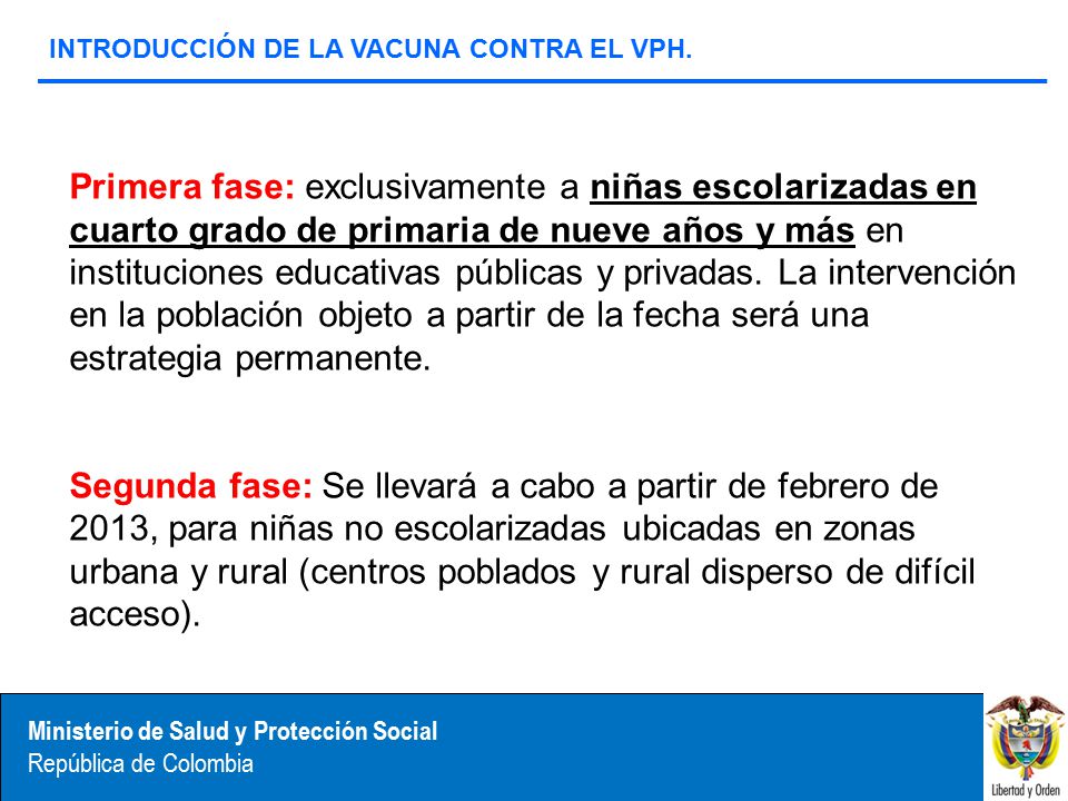 INTRODUCCIÓN DE LA VACUNA CONTRA EL VPH.