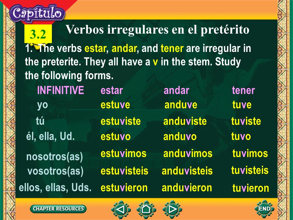 Verbos irregulares en el pretérito 3.2