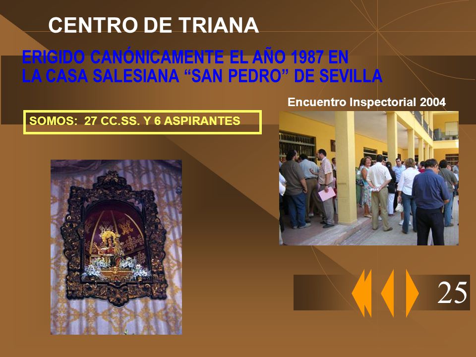CENTRO DE TRIANA ERIGIDO CANÓNICAMENTE EL AÑO 1987 EN LA CASA SALESIANA SAN PEDRO DE SEVILLA. Encuentro Inspectorial