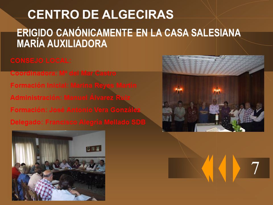 CENTRO DE ALGECIRAS ERIGIDO CANÓNICAMENTE EN LA CASA SALESIANA MARÍA AUXILIADORA. CONSEJO LOCAL: Coordinadora: Mª del Mar Castro.