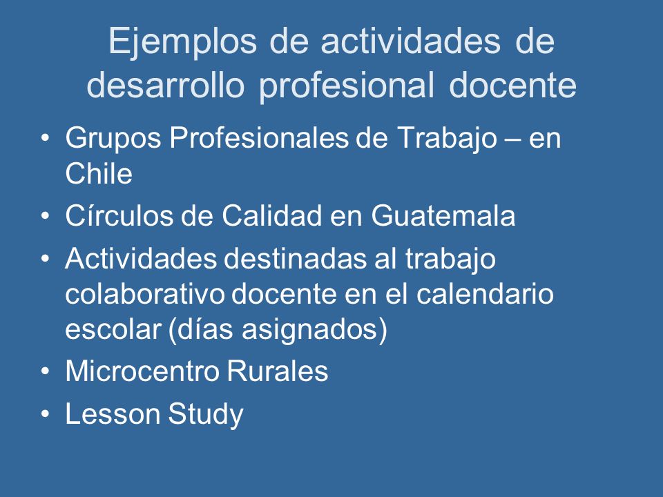 Ejemplos de actividades de desarrollo profesional docente