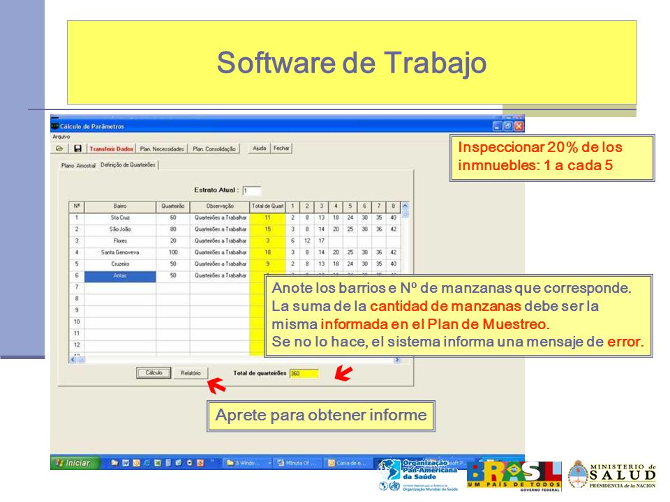Software de Trabajo   Aprete para obtener informe