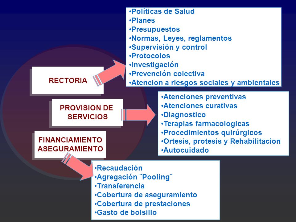Políticas de Salud Planes. Presupuestos. Normas, Leyes, reglamentos. Supervisión y control. Protocolos.