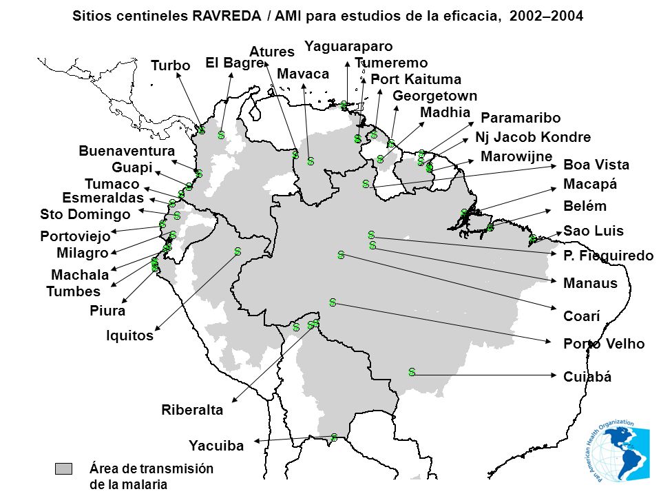Sitios centineles RAVREDA / AMI para estudios de la eficacia, 2002–2004