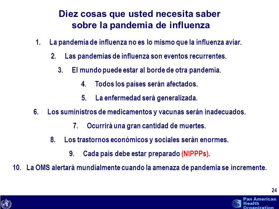 Diez cosas que usted necesita saber sobre la pandemia de influenza