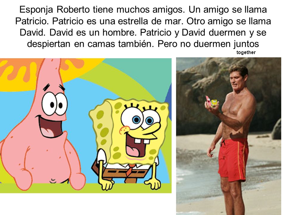 Esponja Roberto tiene muchos amigos. Un amigo se llama Patricio