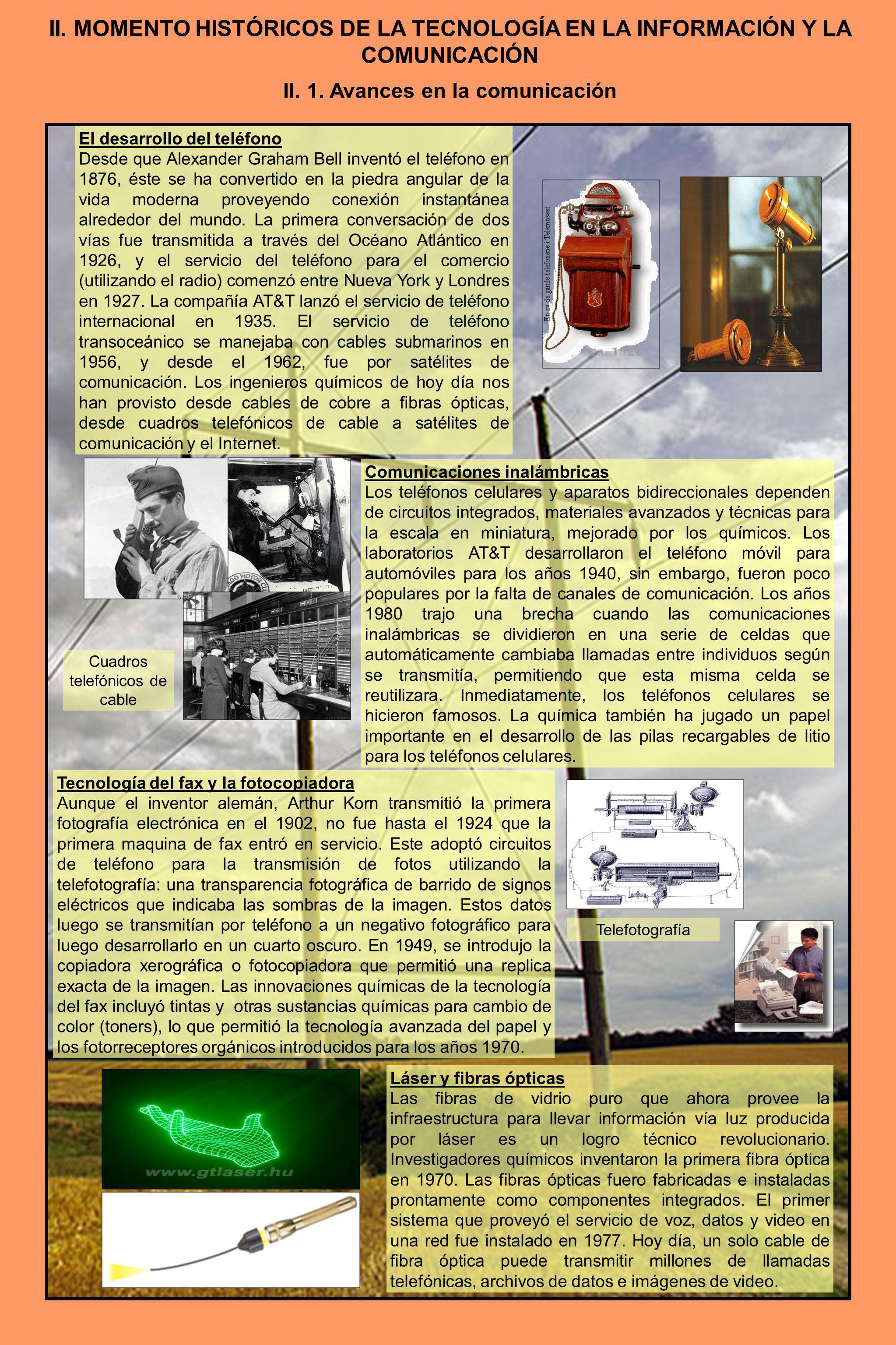 II. MOMENTO HISTÓRICOS DE LA TECNOLOGÍA EN LA INFORMACIÓN Y LA COMUNICACIÓN