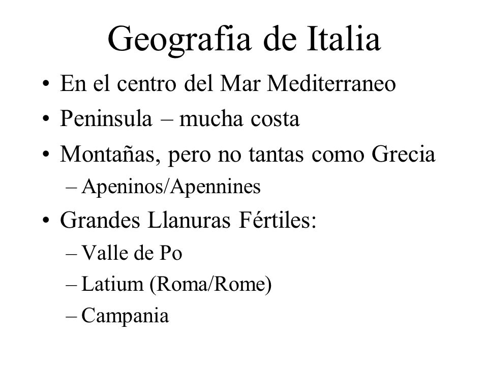 Geografia de Italia En el centro del Mar Mediterraneo