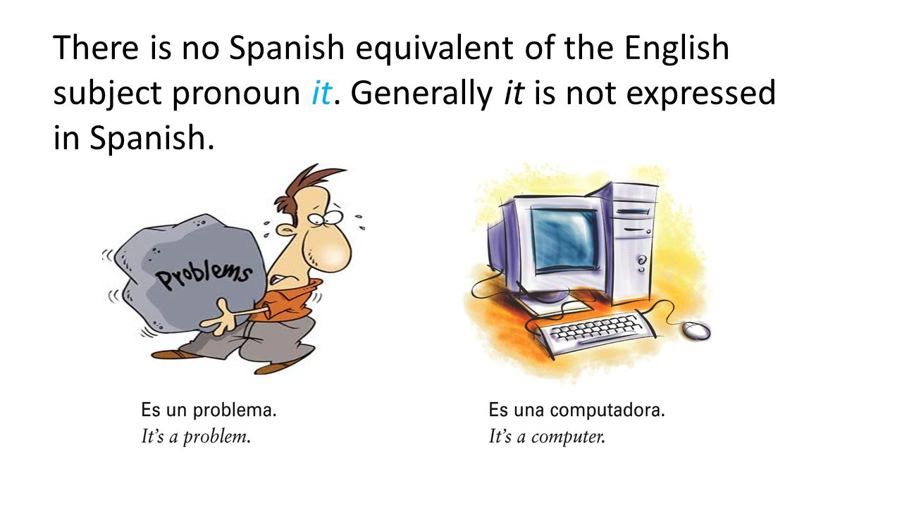 There is no Spanish equivalent of the English subject pronoun it