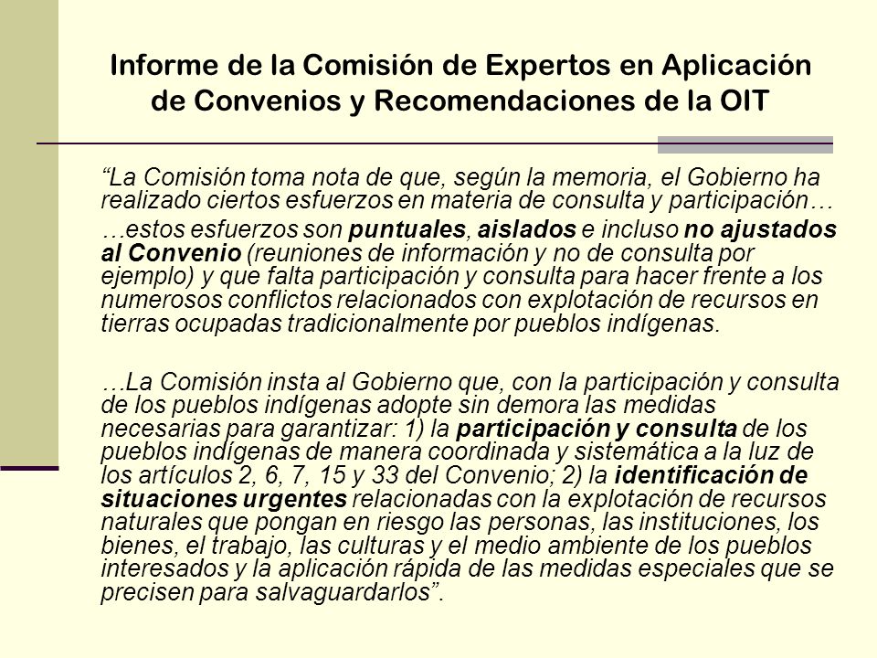 Informe de la Comisión de Expertos en Aplicación de Convenios y Recomendaciones de la OIT