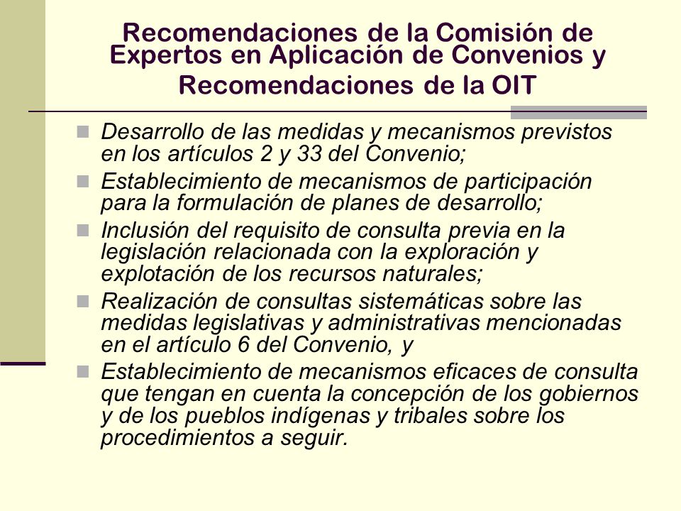 Recomendaciones de la Comisión de Expertos en Aplicación de Convenios y Recomendaciones de la OIT