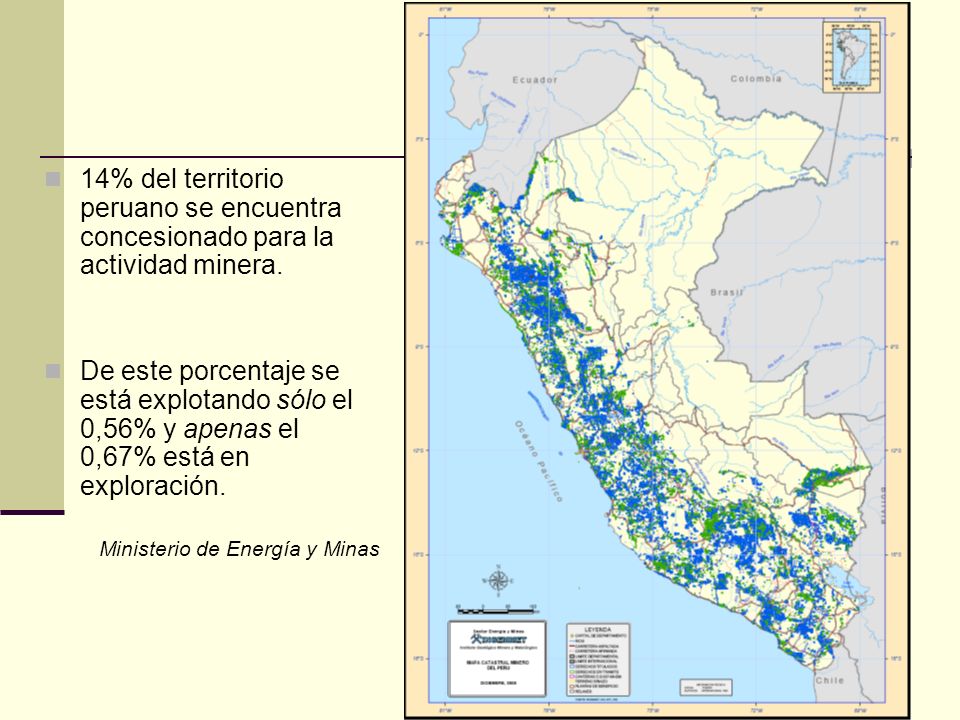 14% del territorio peruano se encuentra concesionado para la actividad minera.