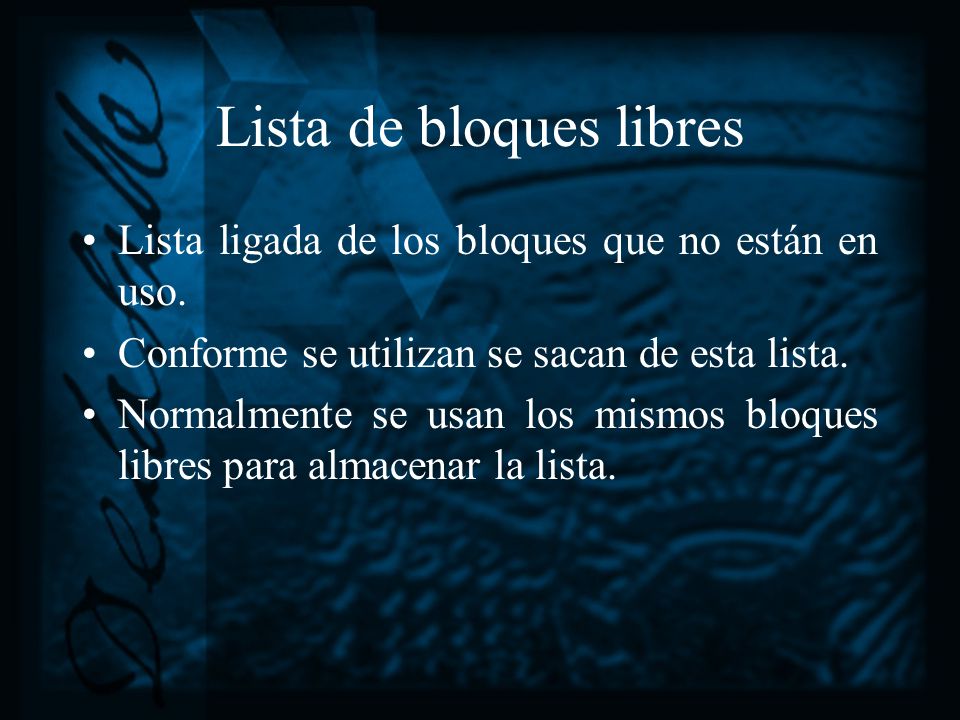Lista de bloques libres