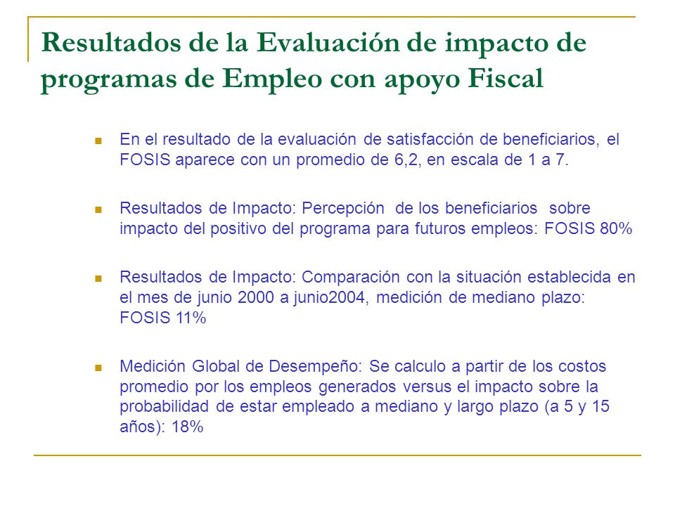 Resultados de la Evaluación de impacto de programas de Empleo con apoyo Fiscal