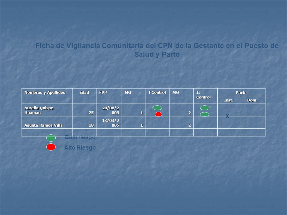 Ficha de Vigilancia Comunitaria del CPN de la Gestante en el Puesto de Salud y Parto