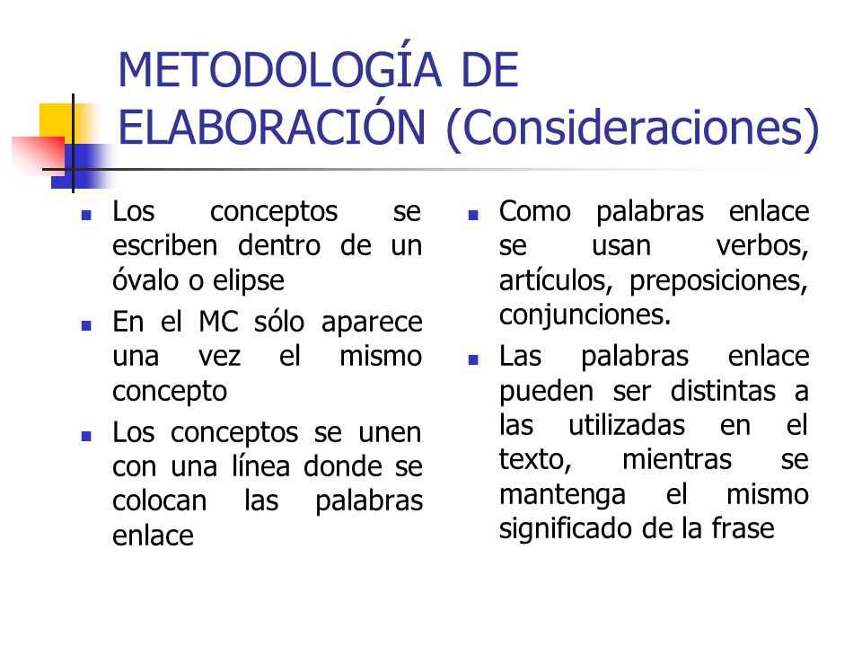 METODOLOGÍA DE ELABORACIÓN (Consideraciones)