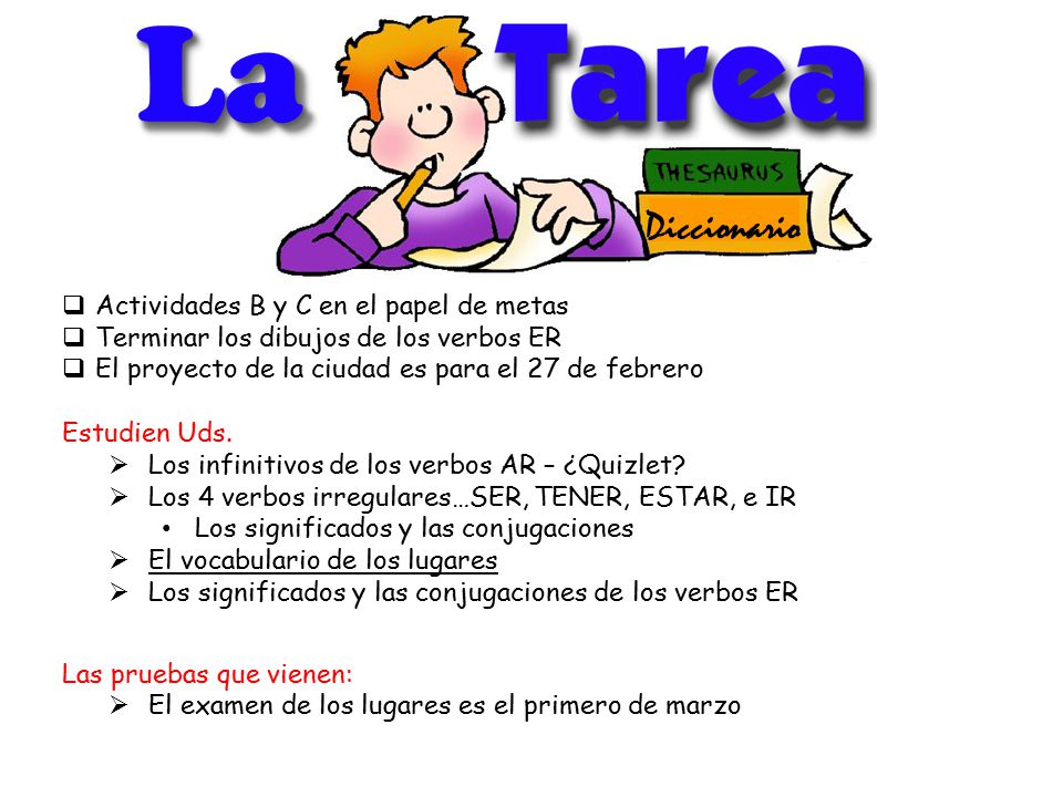 La Diccionario Actividades B y C en el papel de metas