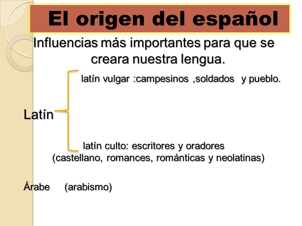 Influencias más importantes para que se creara nuestra lengua.
