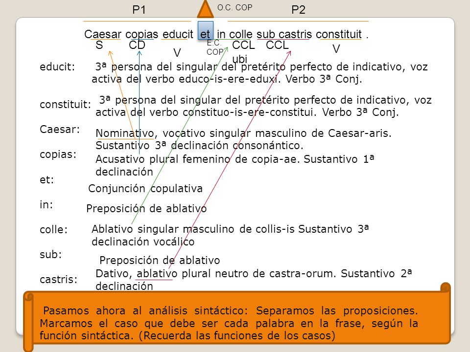 Caesar copias educit et in colle sub castris constituit . S CD CCL ubi