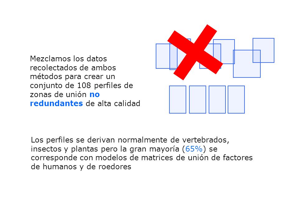 Mezclamos los datos recolectados de ambos métodos para crear un conjunto de 108 perfiles de zonas de unión no redundantes de alta calidad