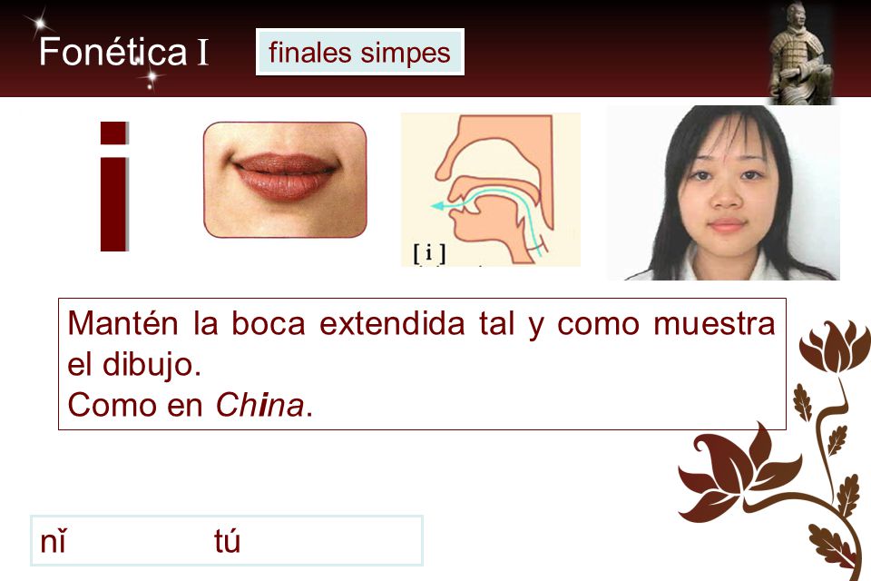i Fonética I Mantén la boca extendida tal y como muestra el dibujo.