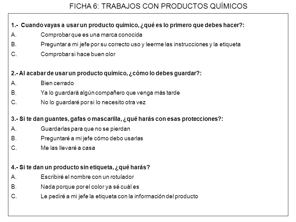 FICHA 6: TRABAJOS CON PRODUCTOS QUÍMICOS