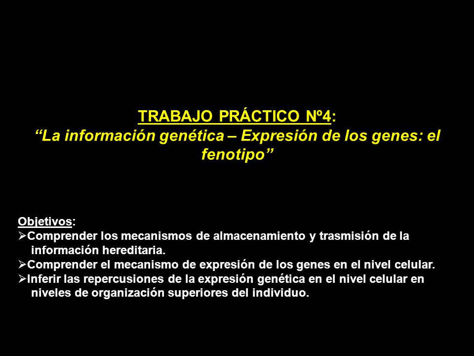 La información genética – Expresión de los genes: el fenotipo
