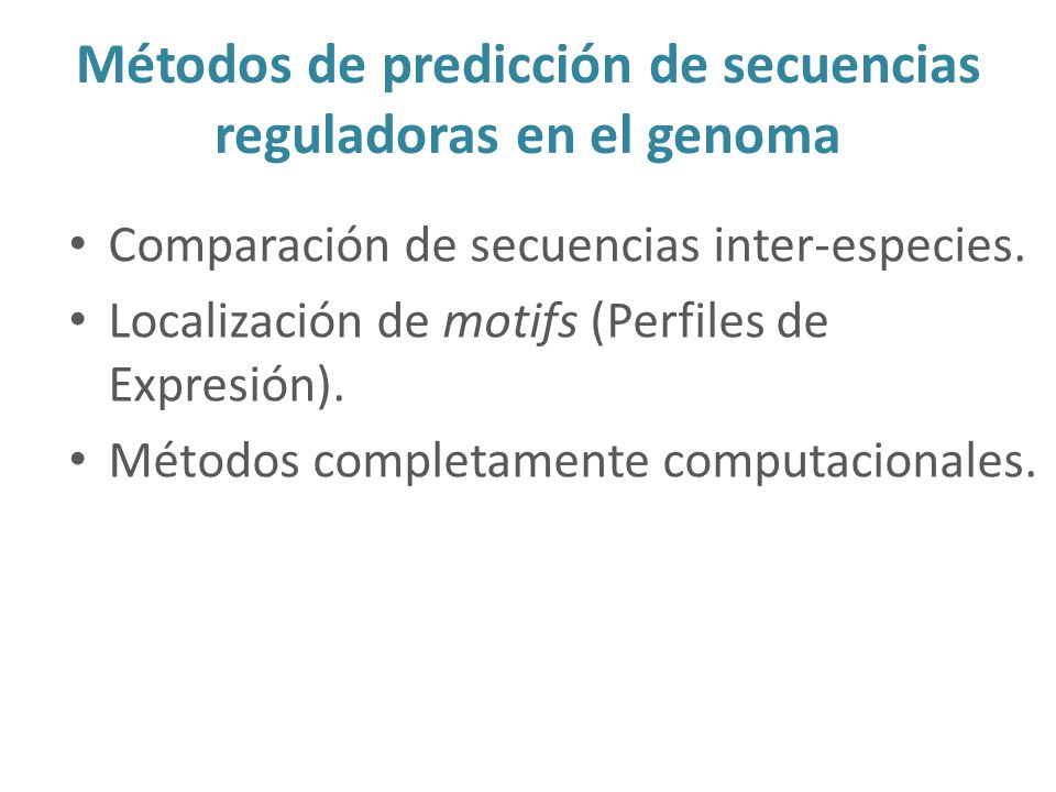 Métodos de predicción de secuencias reguladoras en el genoma