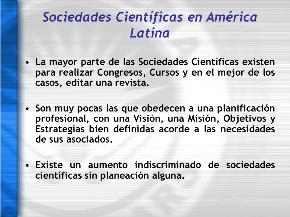 Sociedades Científicas en América Latina