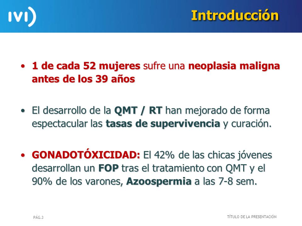 Introducción 1 de cada 52 mujeres sufre una neoplasia maligna antes de los 39 años.