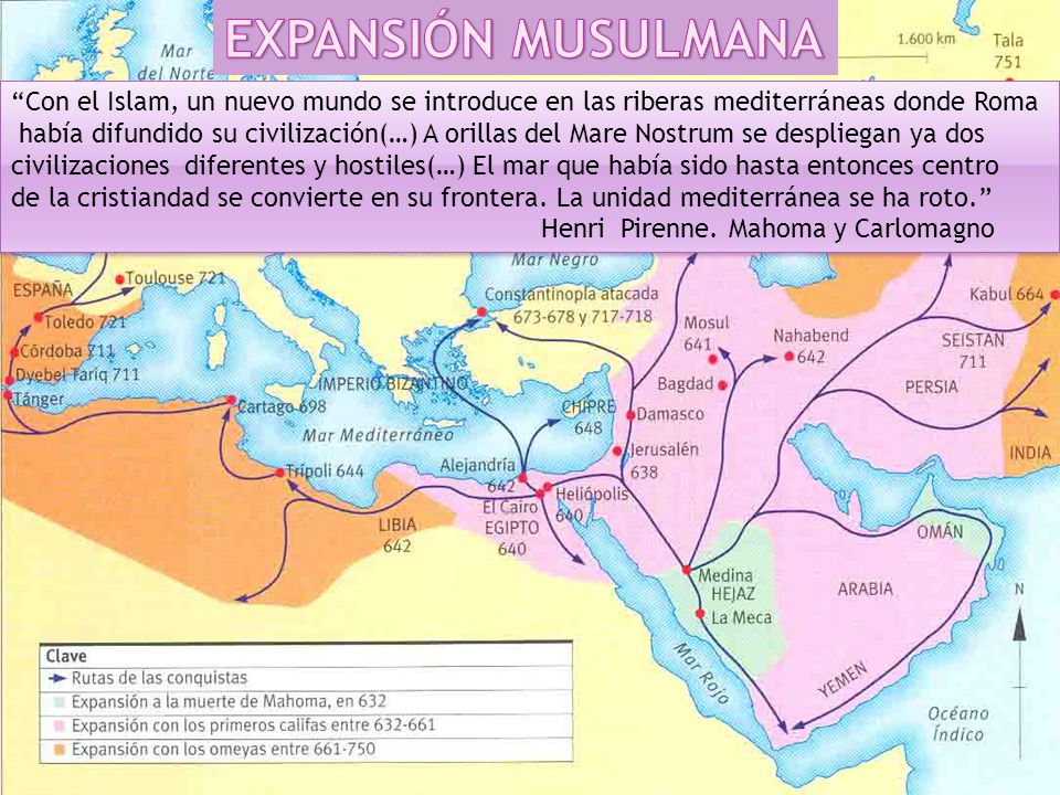 EXPANSIÓN MUSULMANA Con el Islam, un nuevo mundo se introduce en las riberas mediterráneas donde Roma.