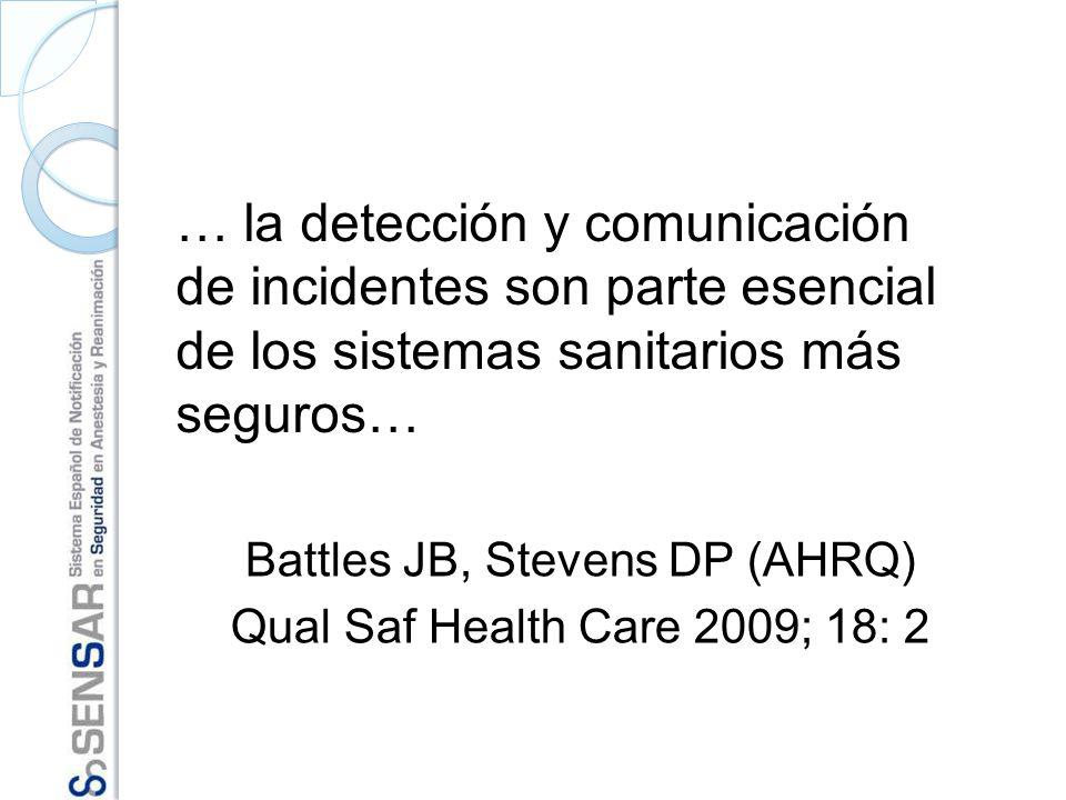 Battles JB, Stevens DP (AHRQ) Qual Saf Health Care 2009; 18: 2