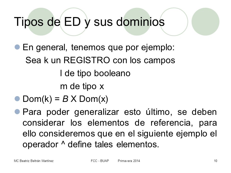 Tipos de ED y sus dominios